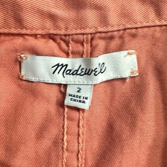 Madewell Utility Crop Jumpsuit Dried Coral Pink Womens 2 Wide-Leg Short Sleeve - Picture 5 of 12